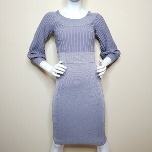 New York & Company Silver Metallic Off-The-Shoulder Bodycon Dress SZ XS